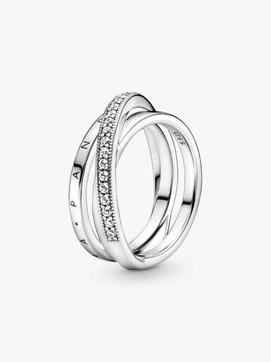 Anillo Cruzado Triple Alianza en Pavé