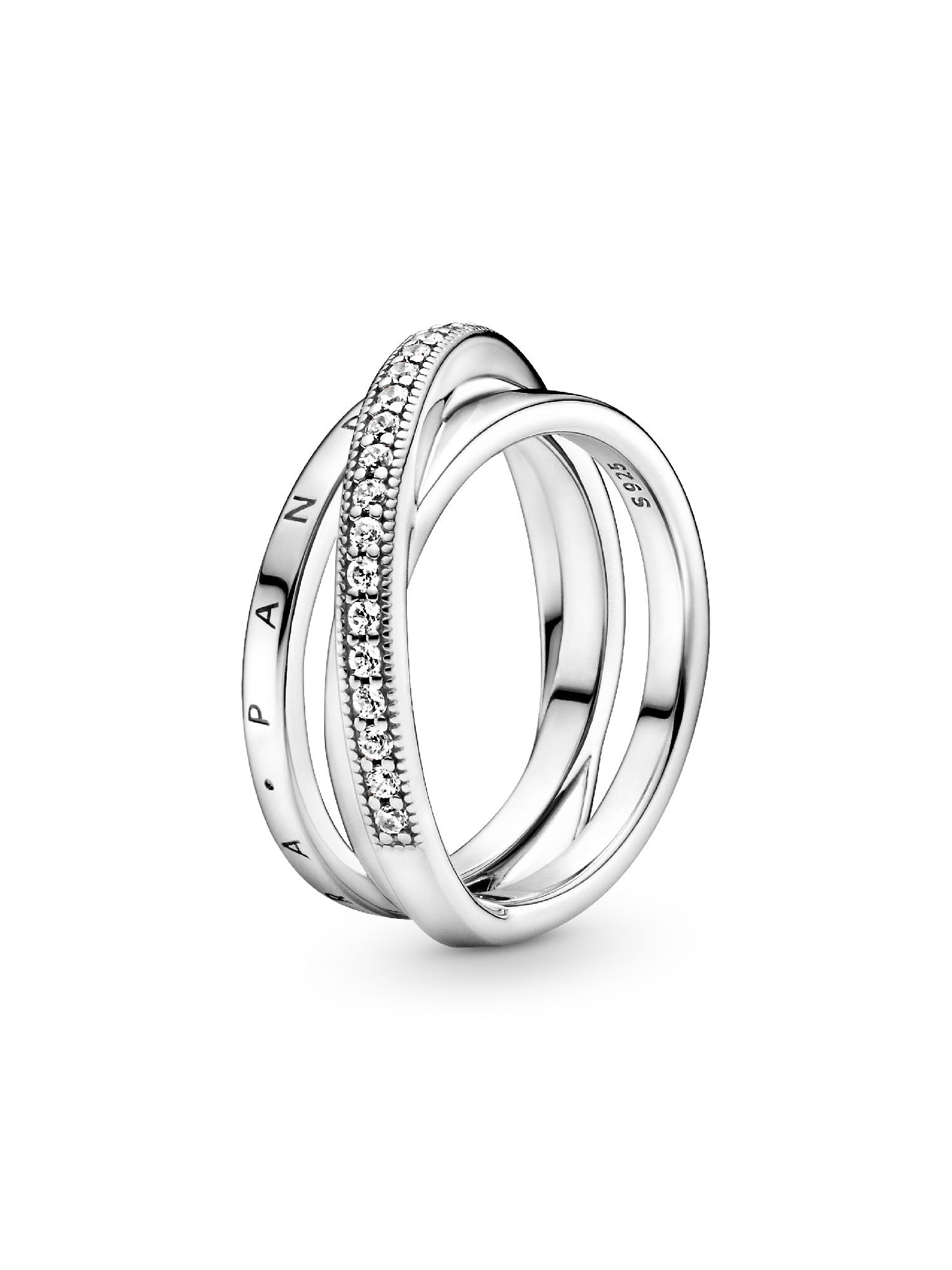 Anillo Cruzado Triple Alianza en Pavé