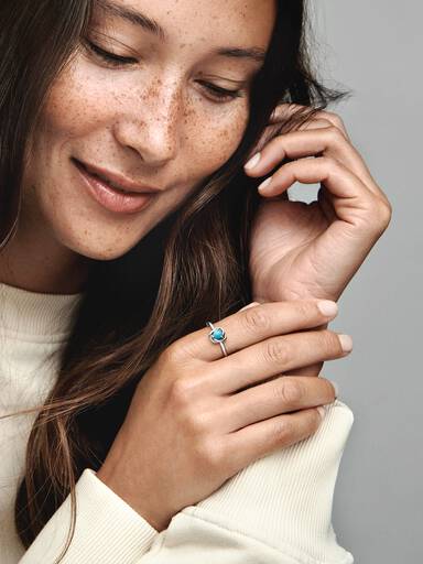 Anillo Círculo Eternity Azul Turquesa