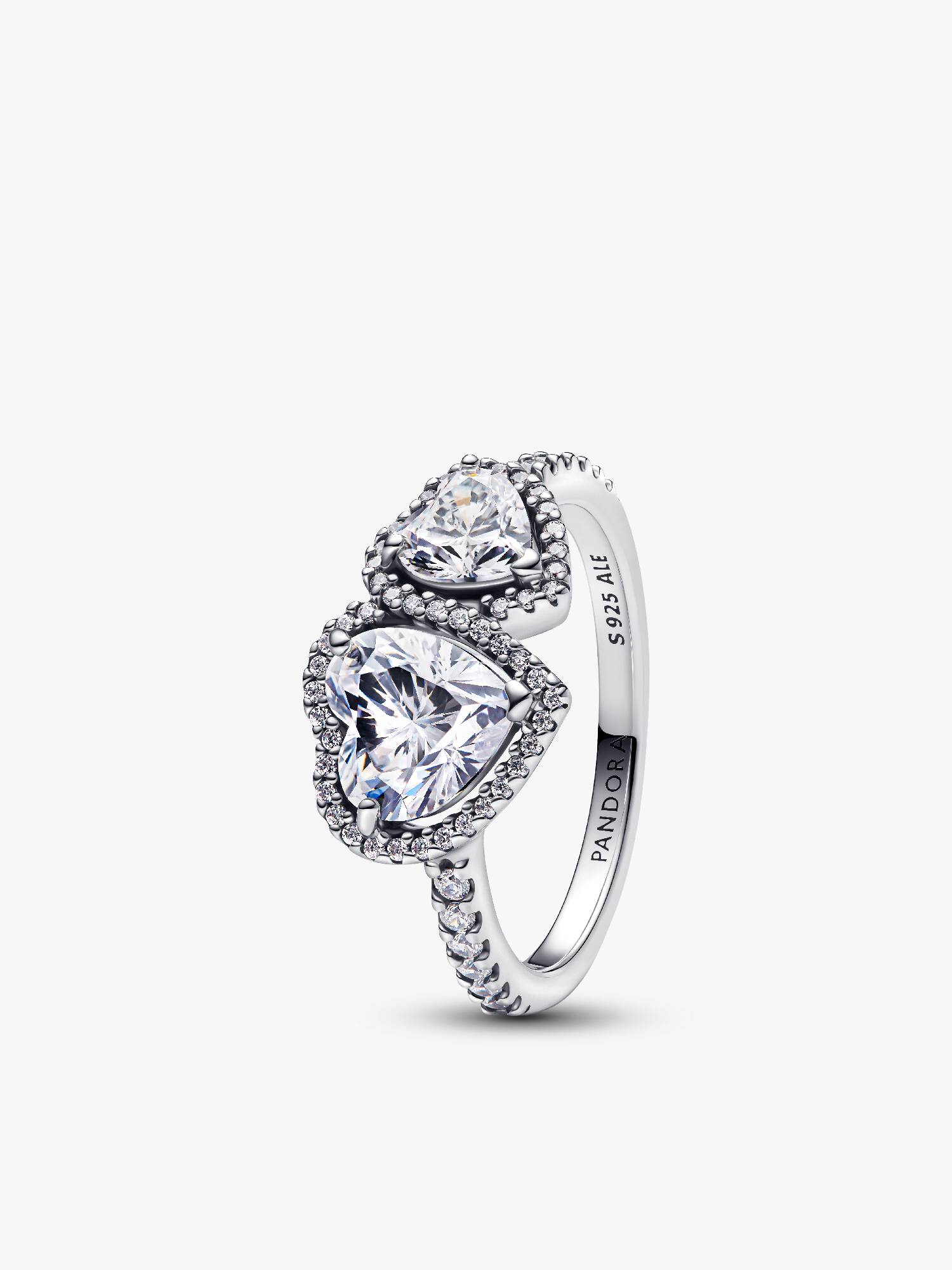Anillo Corazones Halo Brillante