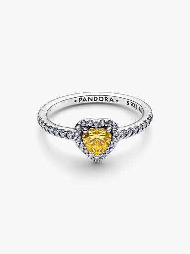 Anillo Corazón Amarilllo en Relieve Brillante