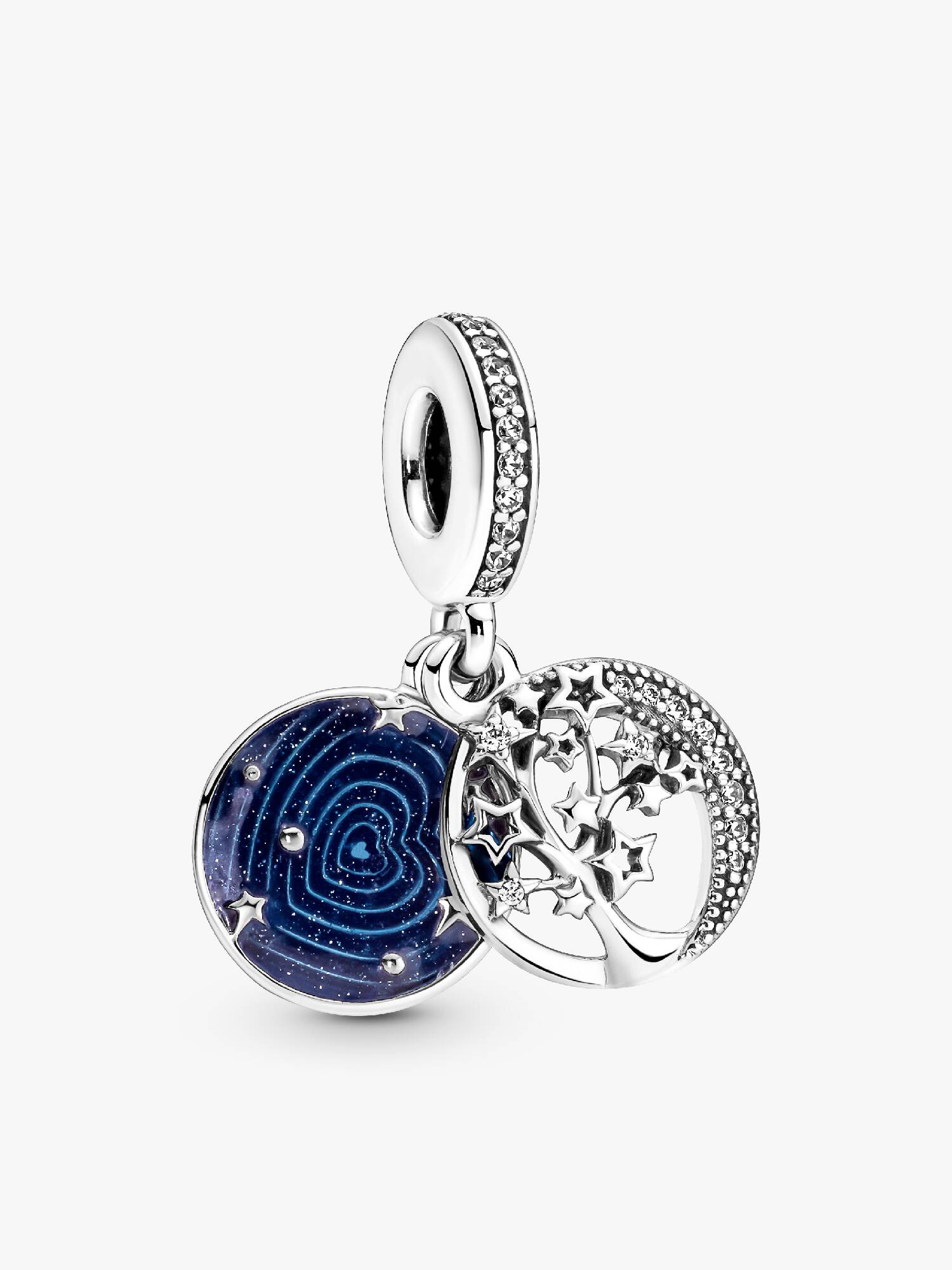Charm Colgante Doble Árbol y Luna de la Galaxia