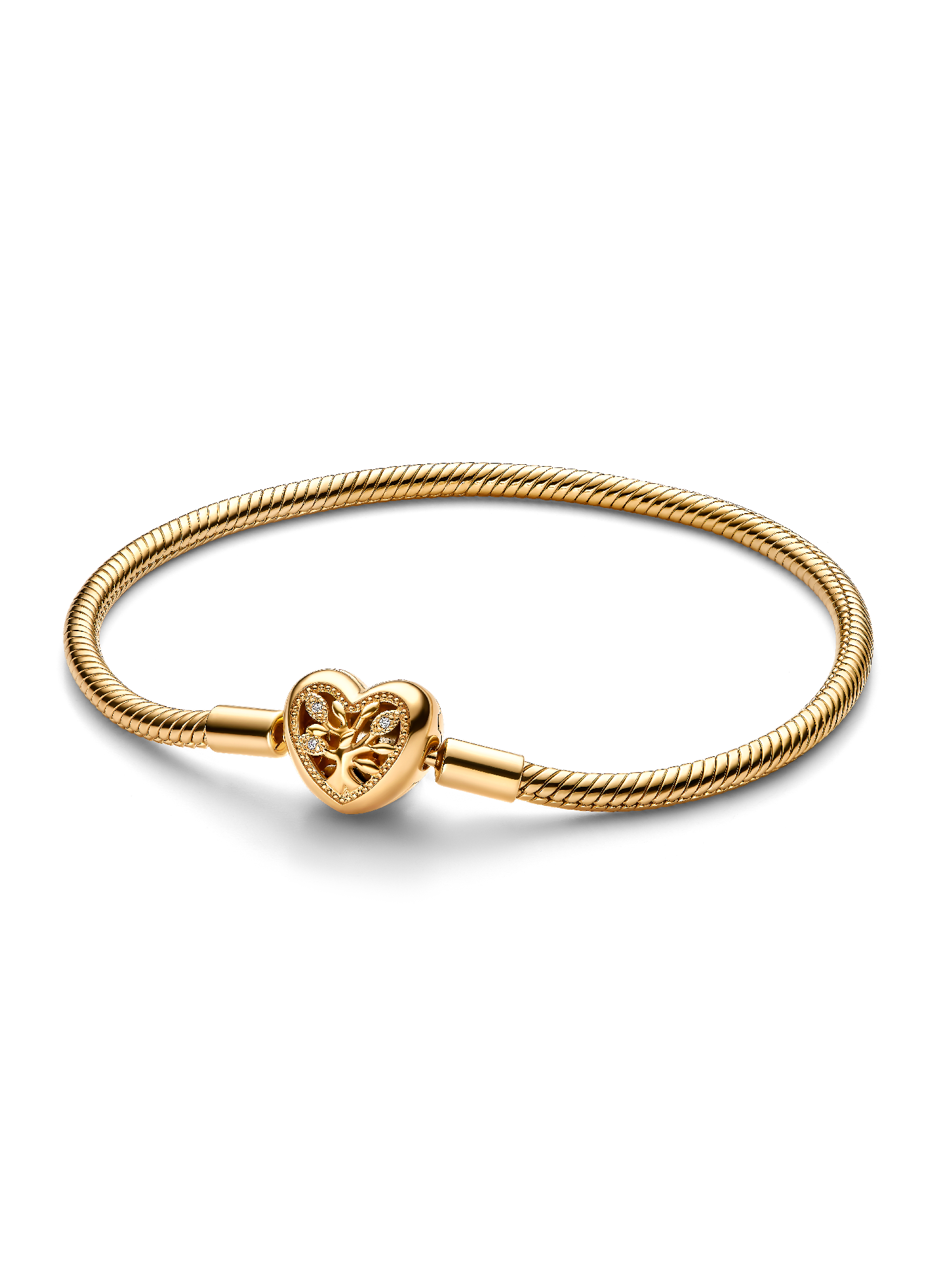 Pulsera Pandora Moments Cadena de Serpiente con Cierre de Corazón Familiar