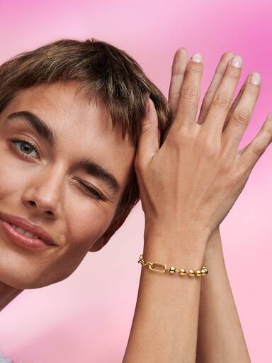 Pulsera de Cadena de Eslabones y Esferas Metálicas