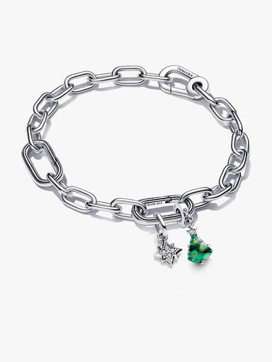 Conjunto de Regalo Pulsera con Charms Colgante Estrella y Árbol de Navidad
