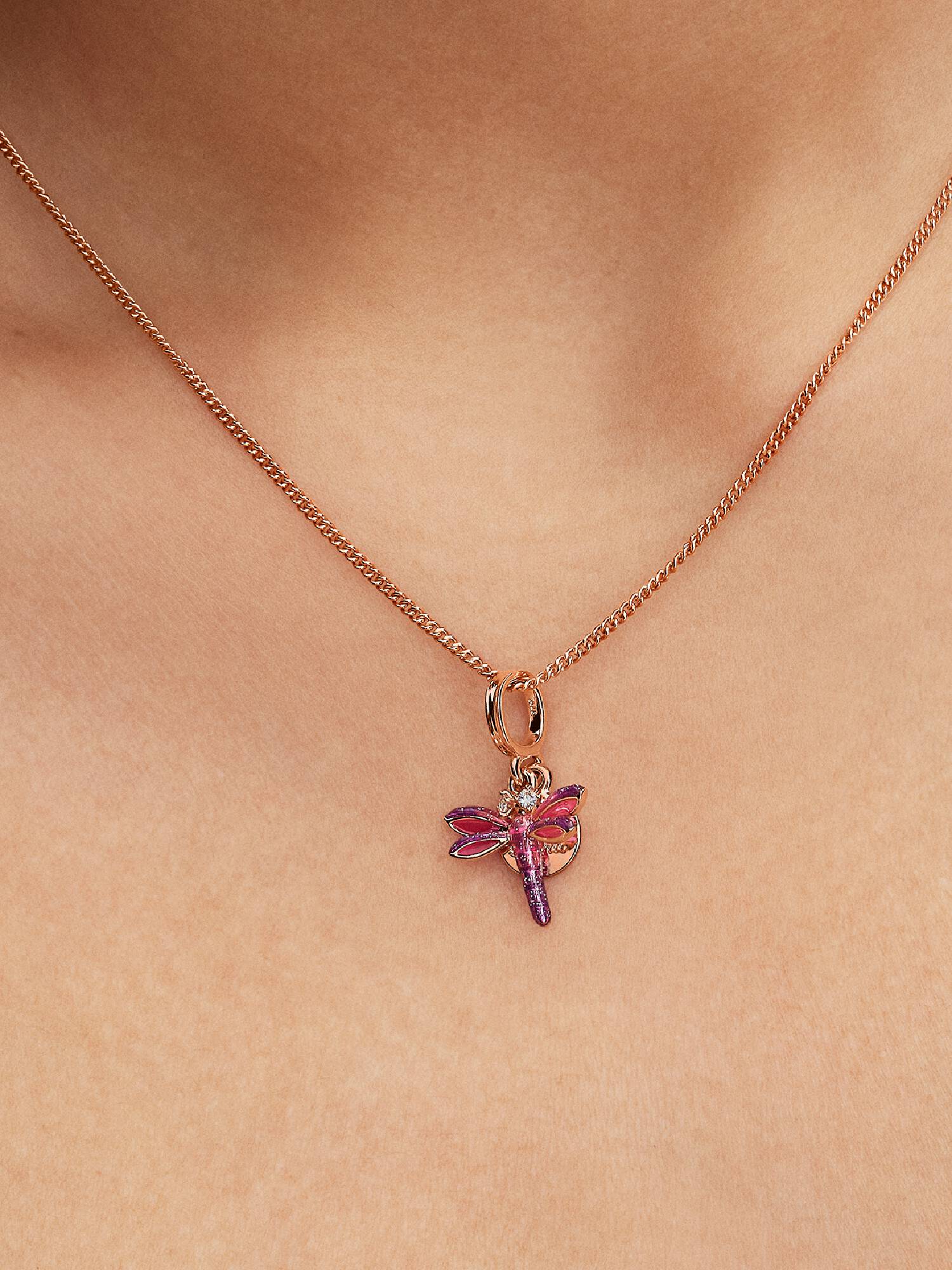 Charm Colgante Doble Libélula Rosa