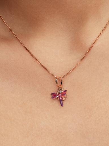 Charm Colgante Doble Libélula Rosa