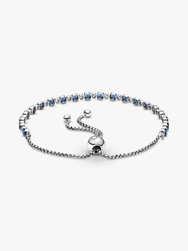 Pulsera Brillos Azules y Transparentes Cierre Deslizante