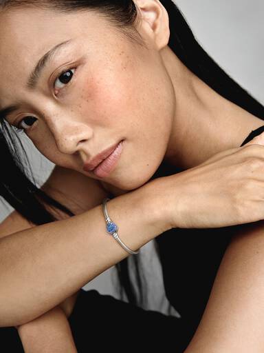 Pulsera Diseño Cola de Ratón con Cierre Disco Azul Brillante