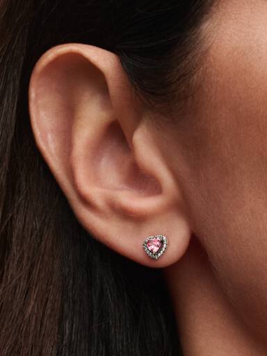 Pendientes de Botón Corazón Rosa