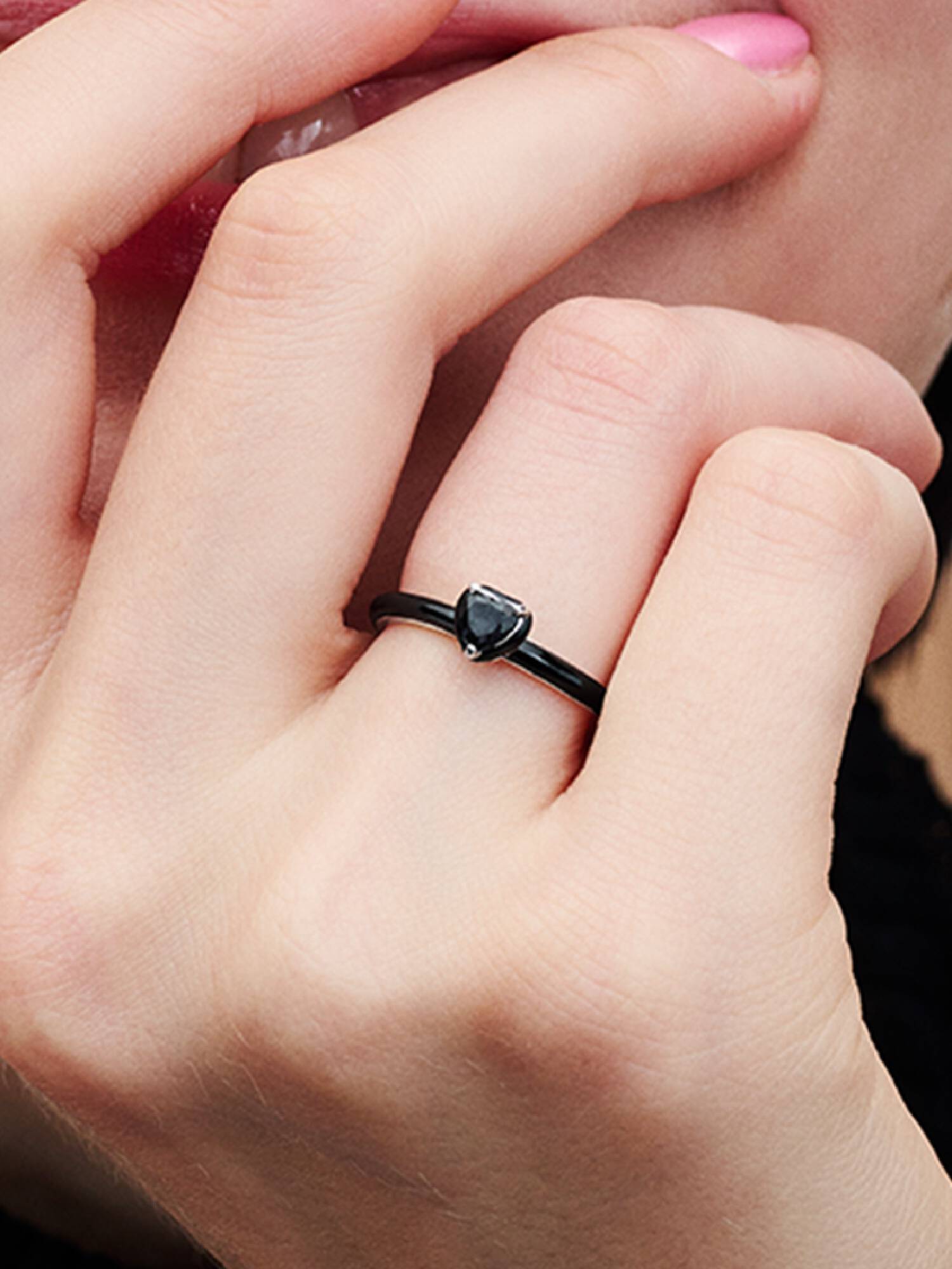 Anillo Corazón Chakra Negro