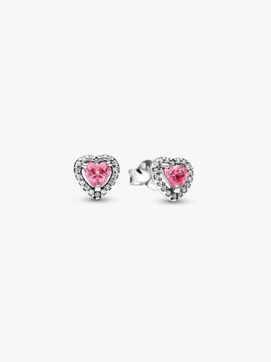 Pendientes de Botón Corazón Rosa