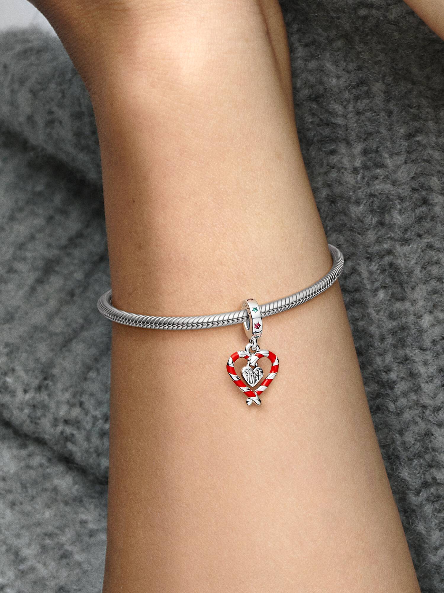Charm Colgante Corazón Bastón Caramelo Doble de Navidad