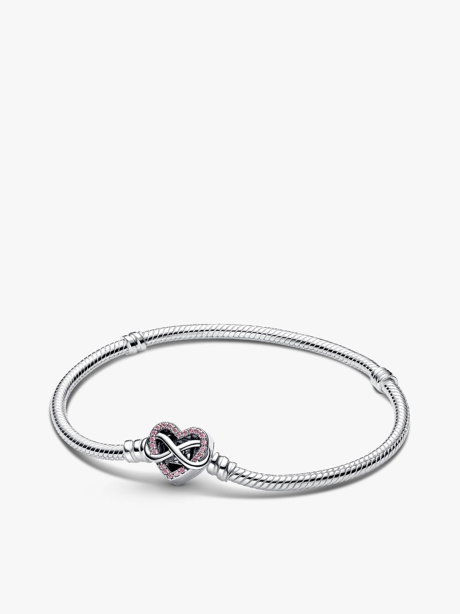 Pulsera de Cadena de Serpiente con Cierre de Corazón Infinito Rosa Brillante