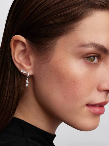 Talisman sterling silver hoop earrings with 0.20 ct TW G-I VS+ round brilliant very good cut lab-grown diamonds