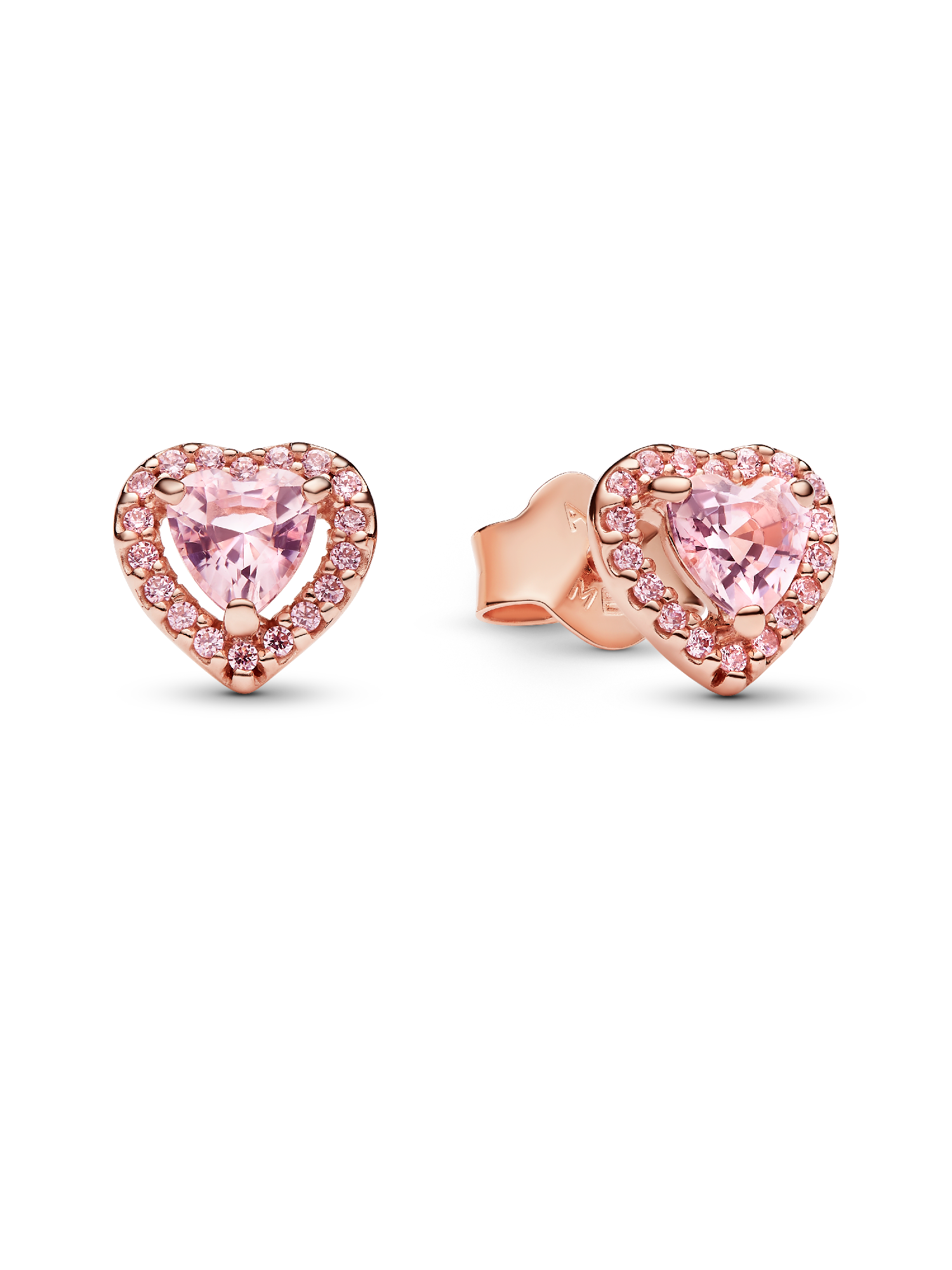 Pendientes de Botón Corazón Elevado Rosa