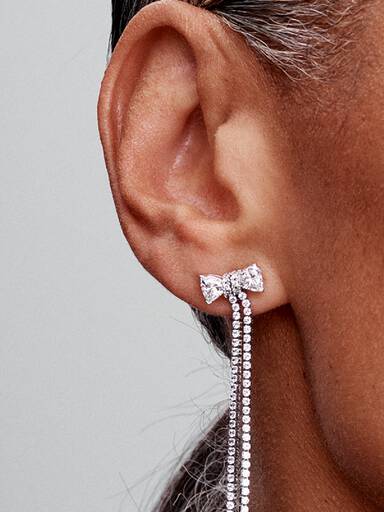 Pendientes Colgantes Lazo en Pavé