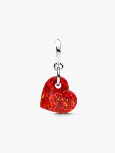 Charm Colgante Corazón Rojo Opalescente