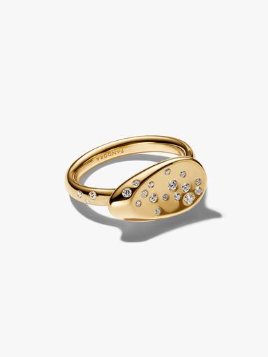 Anillo Sello Óvalo Mediano con Gemas Engastadas