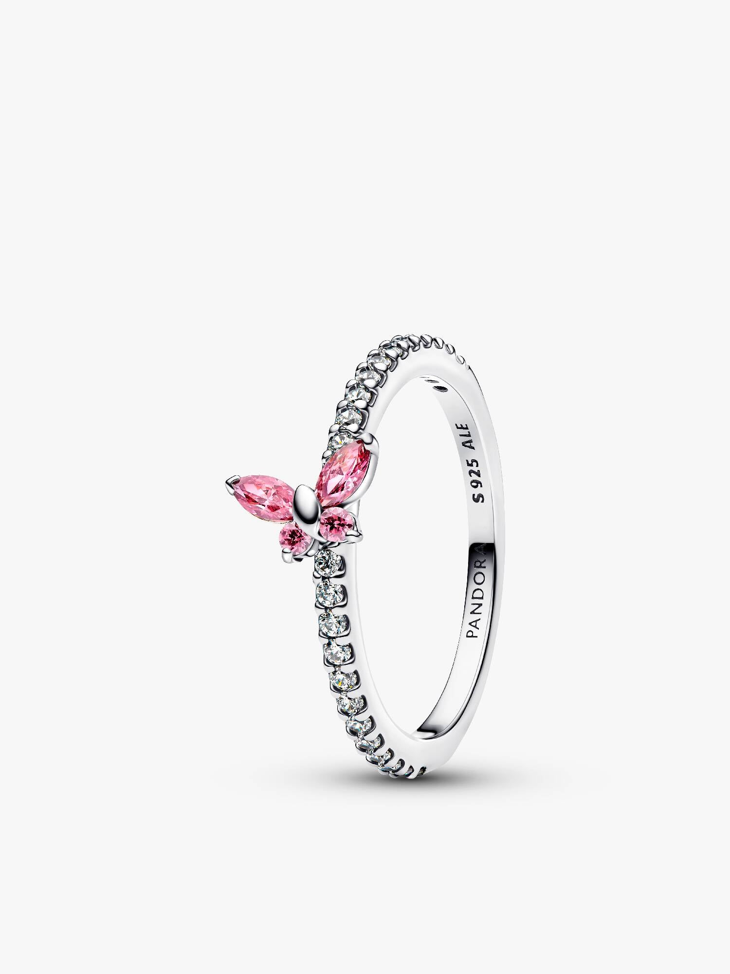 Anillo Mariposa Rosa Brillante