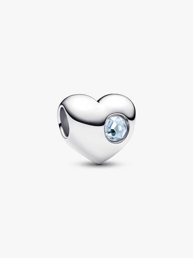 Charm Grabable Corazón Gema Azul Aguamarina