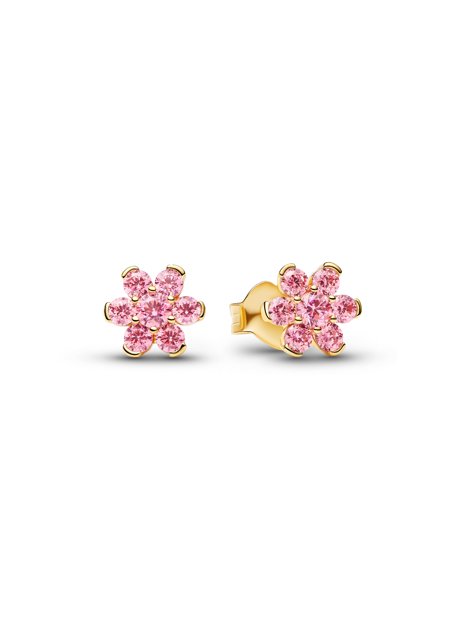 Pendientes de Botón Flor Rosa Brillante