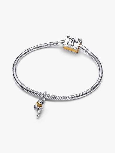 Charm Colgante Rosa Encantada de La Bella y la Bestia de Disney con diamante sintético creado en laboratorio