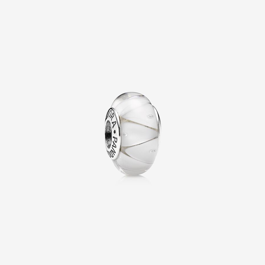 Charm Cristal de Murano Zig-Zag Blanco image number 0