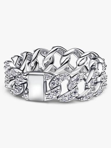 Anillo Cadena Cubana en Pavé