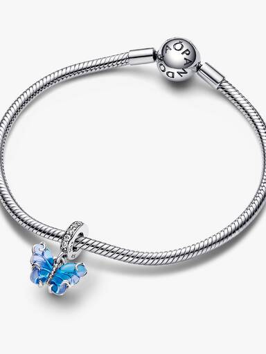 Charm Colgante Mariposa de Cristal de Murano Azul