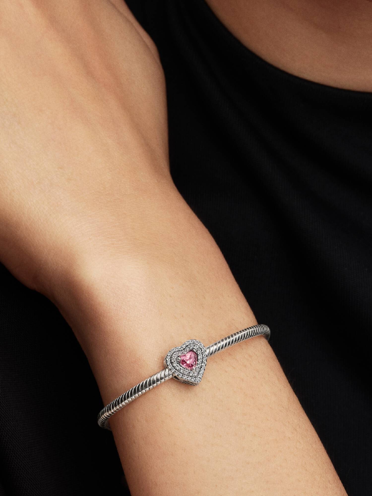 Charm Corazón Nivelado Rosa Brillante