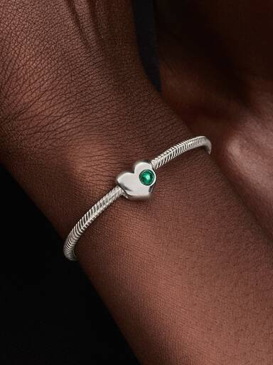 Charm Grabable Corazón Gema Verde