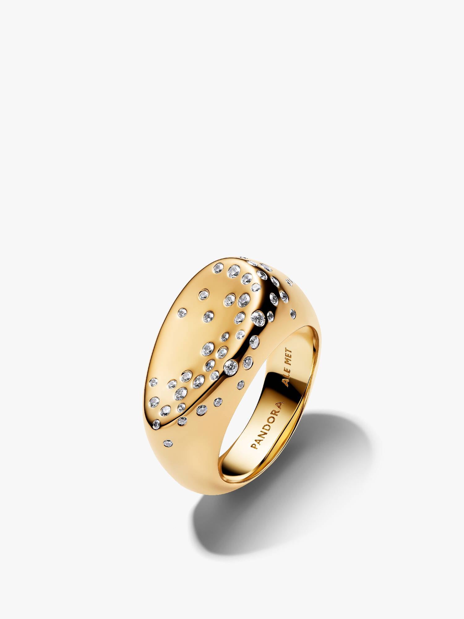Anillo Sello Óvalo Abovedado con Gemas Engastadas