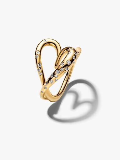Anillo Corazón Forma Orgánica con Gemas Engastadas
