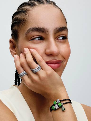 Pulsera Pandora Moments en Cuero Trenzado Doble Marrón