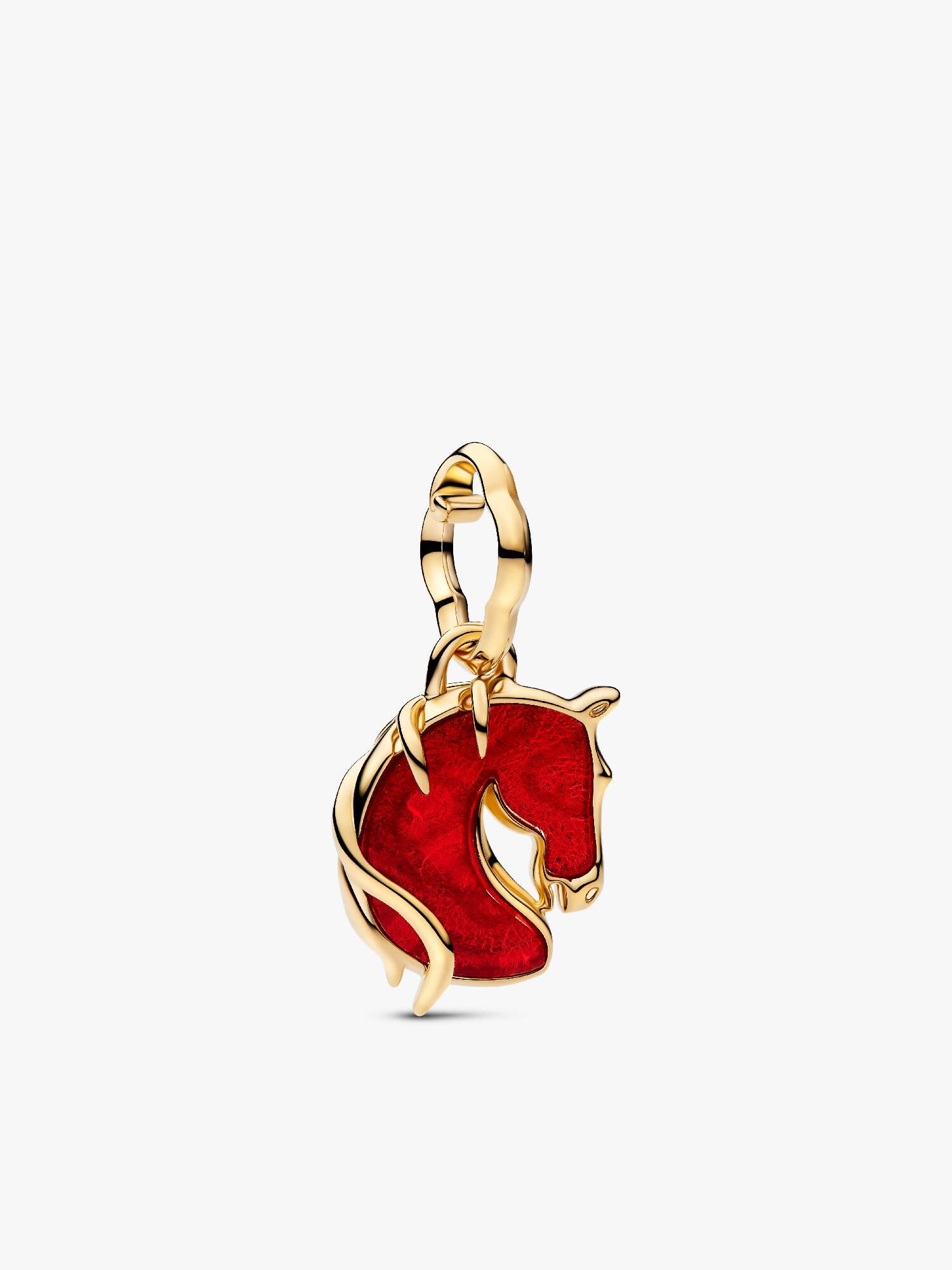 Charm Colgante Caballo Cristal de Murano Rojo Fuego