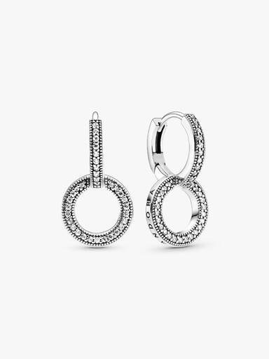 Pendientes de Aro Doble Brillantes