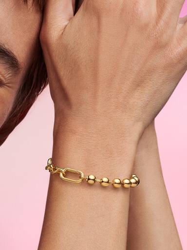 Pulsera de Cadena de Eslabones y Esferas Metálicas