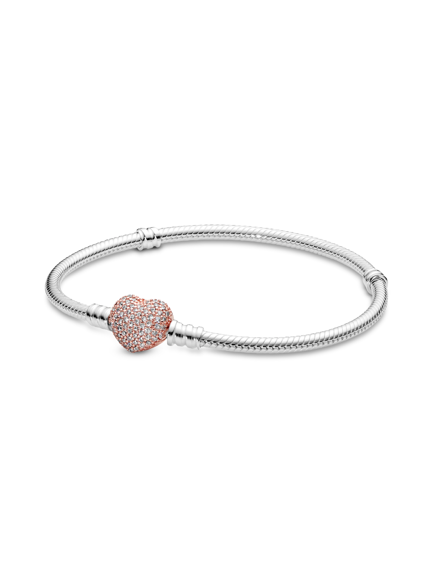 Pulsera de Cadena de Serpiente con Cierre de Corazón en Pavé
