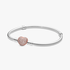 Pulsera de Cadena de Serpiente con Cierre de Corazón en Pavé Pulsera de Cadena de Serpiente con Cierre de Corazón en Pavé