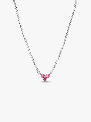 Collar Corazón Rosa Triple Gema