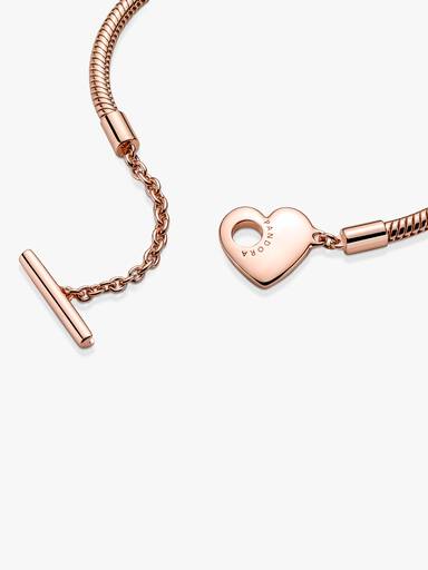 Pulsera Pandora Moments Cadena de Serpiente con cierre en T y Corazón