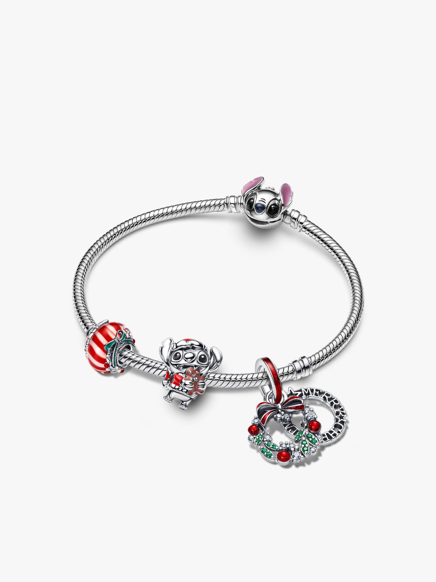 Conjunto de Regalo Pulsera Stitch con Charms Navideños
