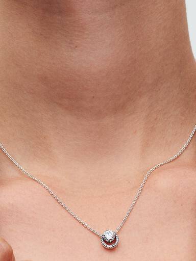 Collar con Colgante Brillante Halo Redondo