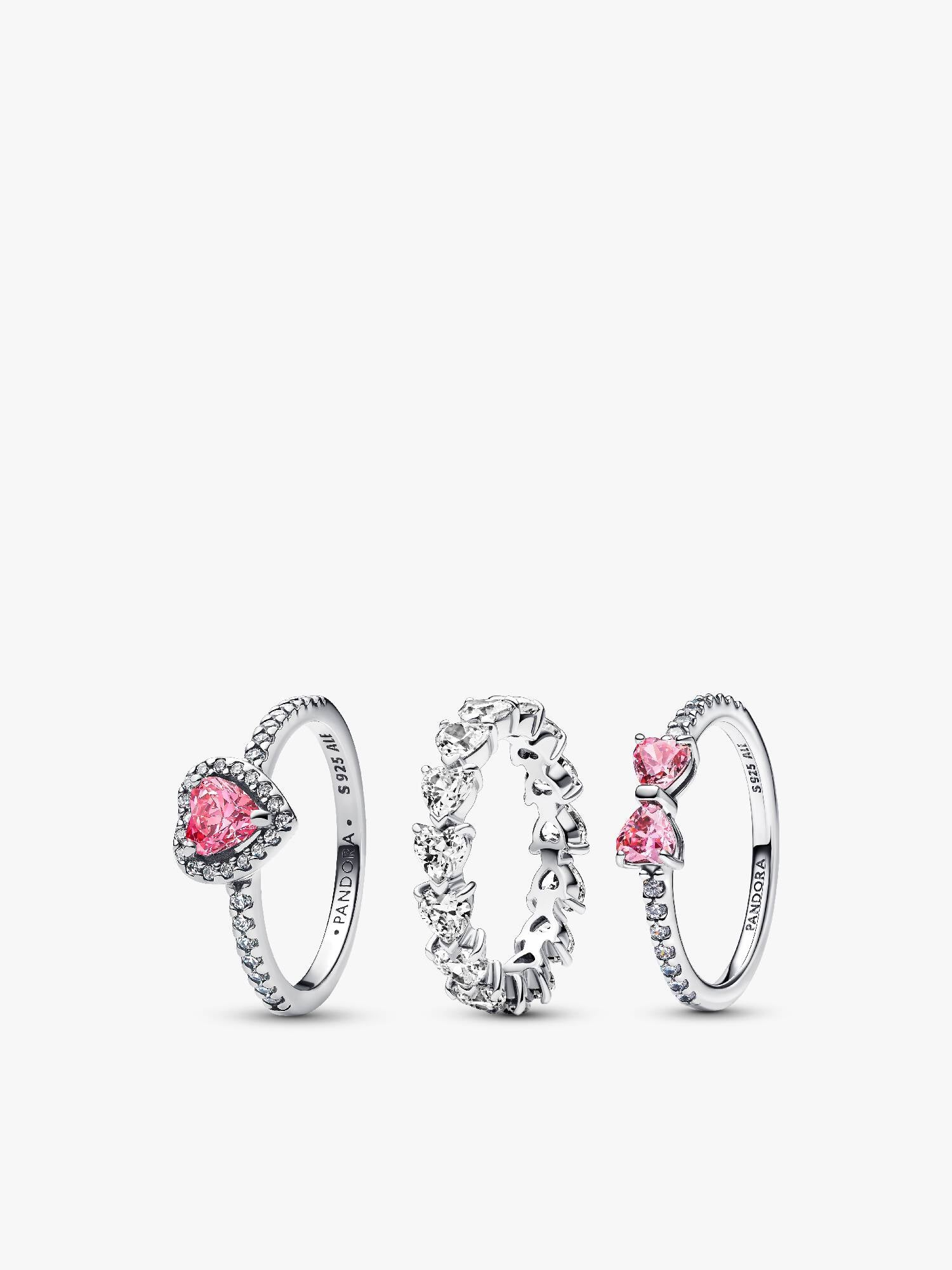 Conjunto de Anillos Corazón Rosa Lazo