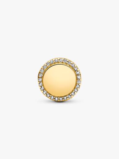 Fries 14k gold-plated charm with clear cubic zirconia, yellow and white enamel