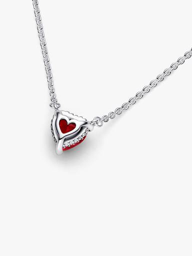 Collar con Colgante Halo y Corazón Brillantes