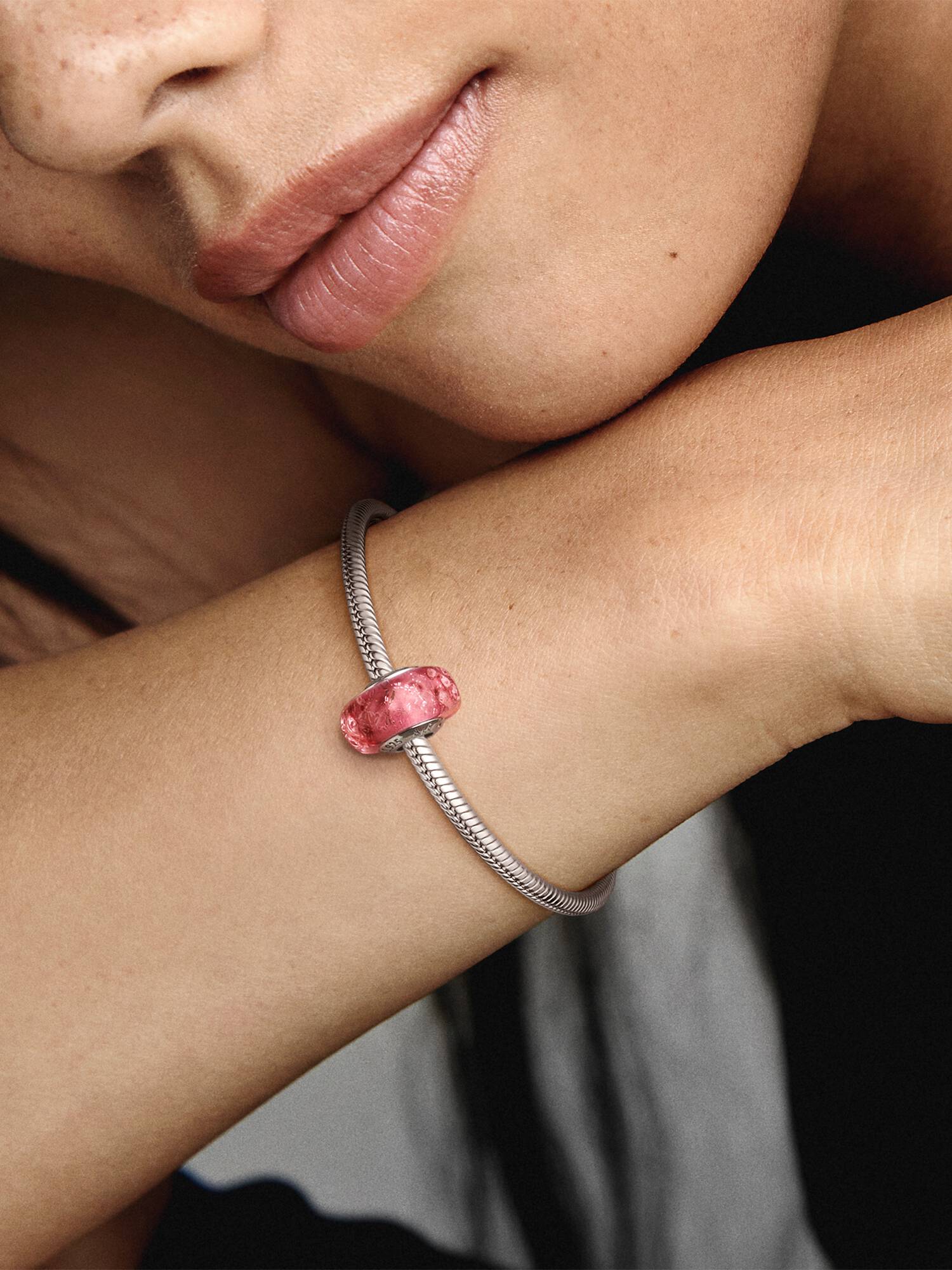Charm de Cristal de Murano Rosa Fantasía Ondulado