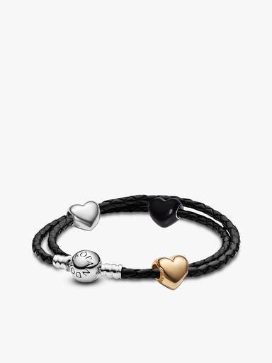 Conjunto de Pulsera Corazones Metálicos