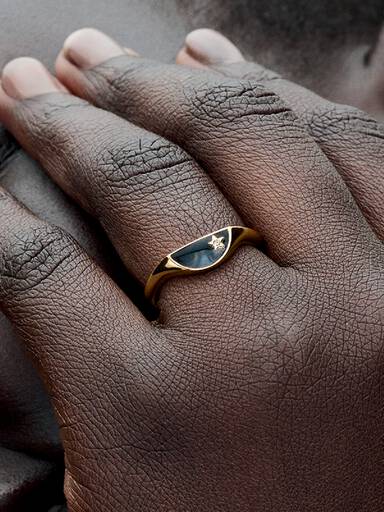 Anillo Mitad Sello Esmaltado